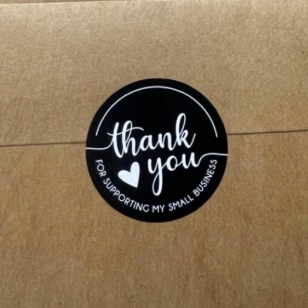 30pk 2” Black Round Thank You Stickers Thank You for Supporting Small Business - Picture 2 of 2